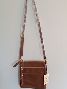 Emma Fox Brown Crossbody Bag with Gold Hardware